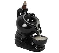 Black Ceramic Teapot Backflow Incense Holder Burner Novelty Smoke Waterfall UK