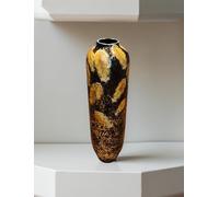Black Ceramic Vase with Gold Leaf Pattern - 60cm Tall Narrow Decorative Vase | Elegant Statement Piece for Contemporary Homes | Home Décor