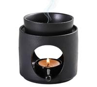 Black Ceramic Wax Melt Burners with Tea Light Holder, Oil Burner for Essential Oils, Aromatherapy Tealight Holder, Removable Candle Scented Diffuser, Wax Burners for SPA, Home, Office, Bedroom Décor