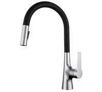 Black Ch Kitchen Faucet - Brass Pull Out Spout, Deck Mounted Hot & Cold Water Tap, Brushed d h, Rotating Spray, Modern Design for Slish Kitchens