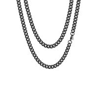 Black Chains Cuban Link 20 Inch 6mm Stainless Steel Men and Womens Curb Chain