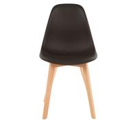 Orsina Black Chair With Beech Wood Legs, Comfortable Seating Leather Bar Chair, Space-Saver Leather Bar Chair
