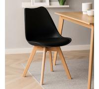 Black Chair with Cushion and Beech Wood Legs | Stockholm