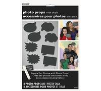 Black Chalk Board Photo Booth Props - Pack of 8 (4 Assorted Shapes) - Perfect for Fun and Memorable Photos