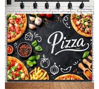 Black Chalkboard Pizza Backdrop Ingredients Background Hand Drawn Food Sketch Themed Party Photo Booth Banner for Birthday Italian Dinner Decor Food Blogger Photography Props (C, 7X5FT)