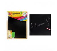 Black Chalkboard Set with 4 Coloured Chalks and Eraser, Reusable Writing Board for Kids, Home, School, Classroom, Drawing, Learning, Practice and Creative Activities