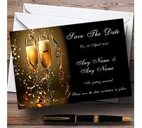 Black Champagne Personalised Wedding Save The Date Cards