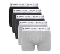 (BLACK/CHARCOAL/LIGHT GREY MARL, Medium) Brave Soul Everet 5 Pack Boxer Shorts