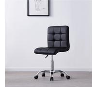 (Black) Charles Jacobs Modern Office Chair Computer Desk Small Adjustable PU Leather Swivel Fabric Home