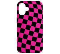 Black Checkered Wave Warped Checkerboard Case for iPhone 16