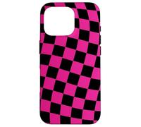 Black Checkered Wave Warped Checkerboard Case for iPhone 16 Pro