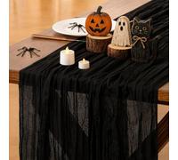 Black Cheesecloth Table Runner, 35x72 Inches, Gauze Cheese Cloth, Boho Rustic Farmhouse Decor for Wedding Birthday Halloween Thanksgiving Christmas First Communion