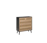 Croxley 5 Drawer Black and Oak Rattan Chest of Drawers - Birlea - Wilko