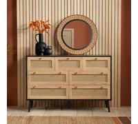 Black Chest Of 7 Drawers Rattan Mid Century Modern