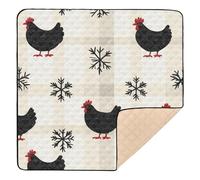 Black Chicken Buffalo Plaid Snowflakes Christmas Large Stylish Baby Gym & Activity Mat for Indoor Outdoor Portable Baby Crawling Mat for Baby Toddler Infant, 50'' x 50''