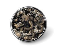 Black Chinese Dragon Blank Round Badges Round Badge DIY Pin Back Buttons Clear Button Pins for Craft Projects Badge Making Accessories