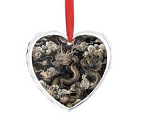 Black Chinese Dragon Clear Crystal Glass Heart Pendant Charm Romantic Crystal Love Pendant Hanging Decoration for DIY Craft Gift for Home Window Car Wedding Party Decor Love Shaped Hanging Ornament