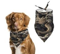 Black Chinese Dragon Dog Bandana Funny Triangle Dog Scarf Comfortable Pet Scarf Polyester Bib Handkerchief Soft Adjustable Puppy Bandanas Gift for Small to Large Girl Dog and Cat