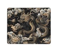 Black Chinese Dragon Mouse Pad with Stitched Edge, Comfortable Mouse Pads with Non-Slip Rubber Base Gaming Mouse Mat Washable Mousepads Computers Laptop Desk Accessories for Office 8.3 x 10.3 in