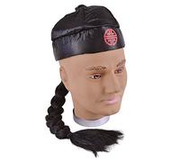 Black Chinese Hat with Pigtail - 1 Pc, Oriental Design Costume Accessory, Ideal for Themed Parties, Chinese New Year & Celebrations Halloween Halloween