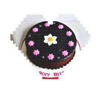 Black Chocolate Cake Print Building Brick Block Puzzle - Heart Shaped Picture Puzzles, Wooden Picture Jigsaw Puzzles