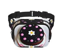 Black Chocolate Cake Square Double Layer Waist Bag Belt - Unisex Everywhere Fanny Pack Purse for Running, Travel, Hiking, Fitness, Black, One Size