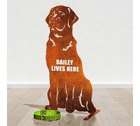 Black Chocolate Labrador Garden Ornament Christmas Dog Lover Gift Brown Lab Related Statue Figurine Metal Home Decor Sculpture (Personalised Lab Gift - Natural Oxidised)