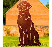 Black Chocolate Labrador Garden Ornament Christmas Dog Lover Gift Brown Lab Related Statue Figurine Metal Home Decor Sculpture (Red Yellow Brown Lab - Natural Oxidised)
