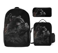 Black Chow Chow 3 Pieces Set Laptop Backpack Casual Daypack with Lunch Box Pencil Case for Travel