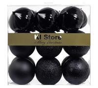 Black Christmas Baubles 80mm Christmas Tree Decoration Ornaments 18pcs Shatterproof Balls for Halloween Xmas Hanging Decorations Festival Holiday Decor