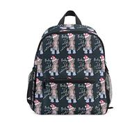 Black Christmas Bear Toddler Backpack Bookbag Mini Shoulder Bag for 1-6 Years Travel Boys Girls Kids with Chest Strap Clip Whistle
