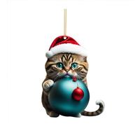 Black Christmas Decorations, Acrylic Funny Cat Christmas Tree Ornament Cat Acrylic Ornament Double Printing Funny Pendant White Elephant Gift Pendant 1PC