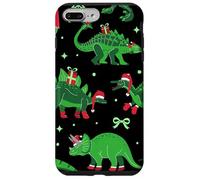 black christmas dinosaurs stegosaurus triceratops trex santa Case for iPhone 7 Plus/8 Plus
