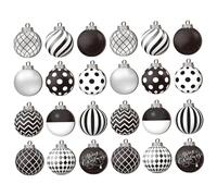 Black Christmas Ornaments, Christmas Ball Ornaments, 24PCS 2d Wooden Black and White, Hanging and White Decorations for Party, Ball