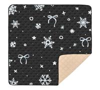 Black Christmas Snowflake Bow Soft Padded Baby Activity Play Mat for Indoor Outdoor Water Resistant Activity Entertainment Mat for Baby Toddler Infant, 50'' x 50''