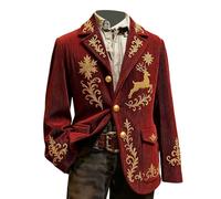 Black Christmas Suit Men Corduroy Novelty Santa Claus Snowflake Embroidery Xmas Blazer Jackets Ugly Single-Breasted Notch Lapel Collar Dressy Tuxedo Coat Funny luxury Dinner Party Festival Costume 5XL