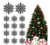 Black Christmas Tree Decorations, 12 Pcs Black Snowflake Tree Decorations, Christmas Hanging Decoration, tree Deco Snowflake for Xmas, snowflake Baubles Ornaments