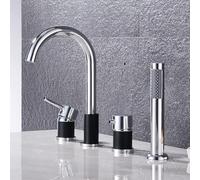 Black Chrome Bath Shower Mixer Tap with Shower Head & Hose Set Stylish Bath Filler Taps for Modern Bathrooms & Easy to Install Perfect for Home Renovation