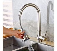 Black∕Chrome∕Gold Brass Kitchen Sink Faucet 360 Degree Swivel Pull Out Kitchen Crane 2 Function Switch Water Outlet Mixer Tap Deck Mounted Single Handle,Golden (Brushed Nickel)