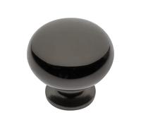 (Black Chrome) Kitchen Cupboard Cabinet Door Drawer Round Knob Handle Bergamo by GTV 8 Colours