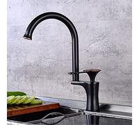 Black/Chrome Single Lever Kitchen Faucet Brass Mixer Tap with Fine Grip Pattern Design Hot & Cold Water Sink Faucet 9mm Hose Size Modern Kitchen Sink Mixer