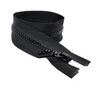 Black Chunky Zip Open-End Fastener Single Slider One Way Resin Zipper Size #5 Ideal for Jackets Fleeces Coats Replacement Zip Repair (55cm (21.6"))