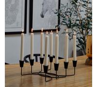Ivyline Black Circular 8 Pc Candle Holder H12cm W34cm, Black