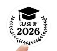 Black Class of 2026 Foil Graduation Round Envelope Seals Real Foil Stickers High School College Graduation,Gold Seals for Certificates,Foil Metallic Seal,Labels Party