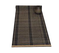 Black Classical Edging Bamboo Table Runners, Japanese Non-slip Insulation Tea Mat For Tea House Dining Coffee Table, Washable(Size:30×240cm)