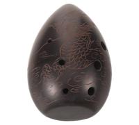 Black Clay Ocarina 8 Hole Traditional Dragon Pattern Beginner | Pottery One Piece Build, Hand Polished Finish, School Practice and Small Performances, Music Lovers