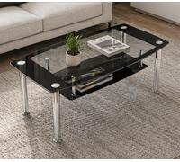 Avf 110Cm X 60Cm Coffee Table - Black Glass & Chrome