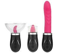 black/clear/pink FemPlay 4-In-1 Pussy Pump, Clit & Nipple Stim + Vibrator