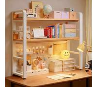 Black Clip On Desk Shelf with Pegboard Magnetic Metal Display Stand for Home Office Dormitory & Gaming Space Saving Desktop Bookshelf (White 39"x9.8"x45.3")