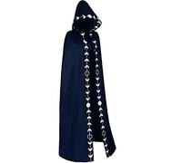 Black Cloak with Hood Halloween Cloak Funny Outfit for Vampire Devil Witch Red Hooded Cape Fancy Dress Costume Unisex Accessory for Men and Women A01 Blue S